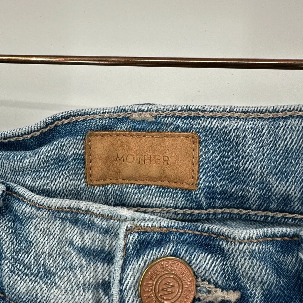 Mother The Tripper Cut Flowers High‎ Rise Distressed Straight Leg Ankle Jeans 26